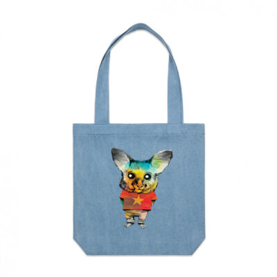 clik creative prints - possum - star - denim-tote Thumbnail