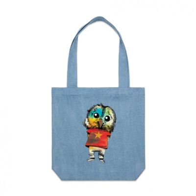 clik creative prints - owl - star - denim-tote Thumbnail